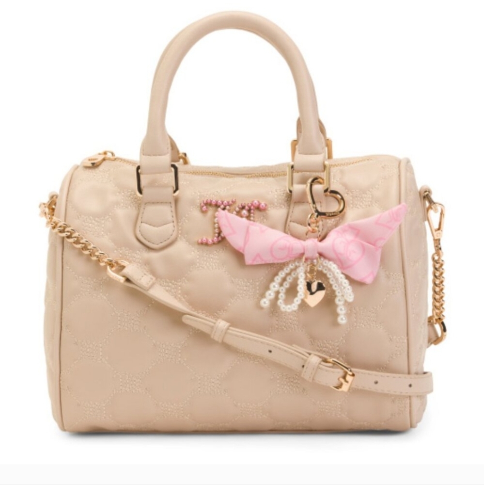 NWT Juicy Couture "Tie the Knot" Quilted Satchel Y2K Pearl Bow Bag